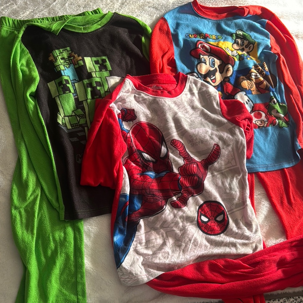 Marvel Kids Pajama Sets - Red, Green, Blue 10/12